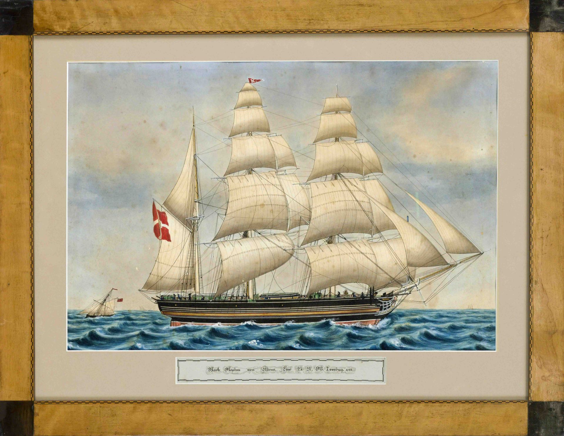 Captain's picture of the 19th century, ship portrait of the barque Neptun from Altona Capt.