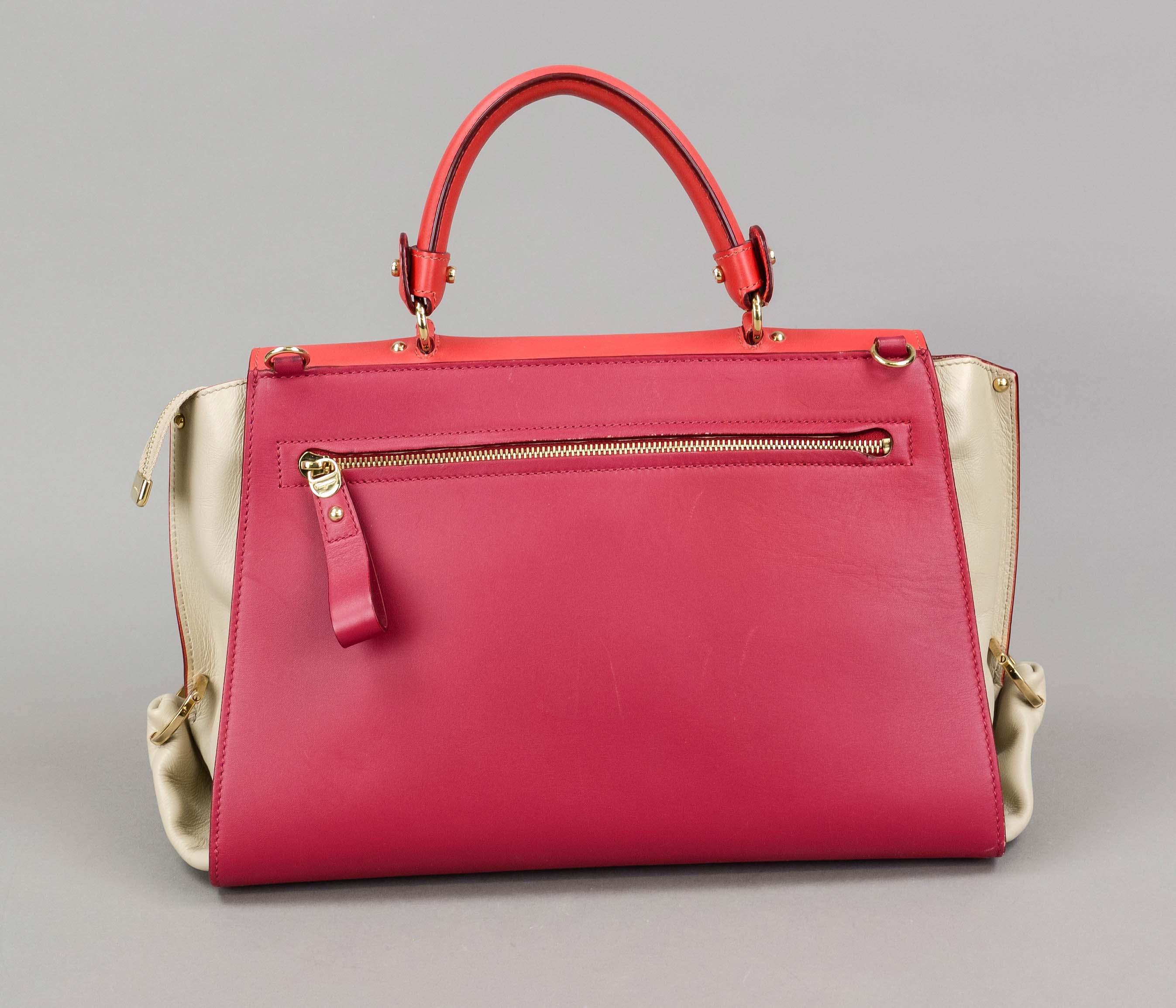 Salvatore Ferragamo, Multicolor Leather Sofia Top Handle Bag, orange-red, burgundy and sand- - Image 2 of 2