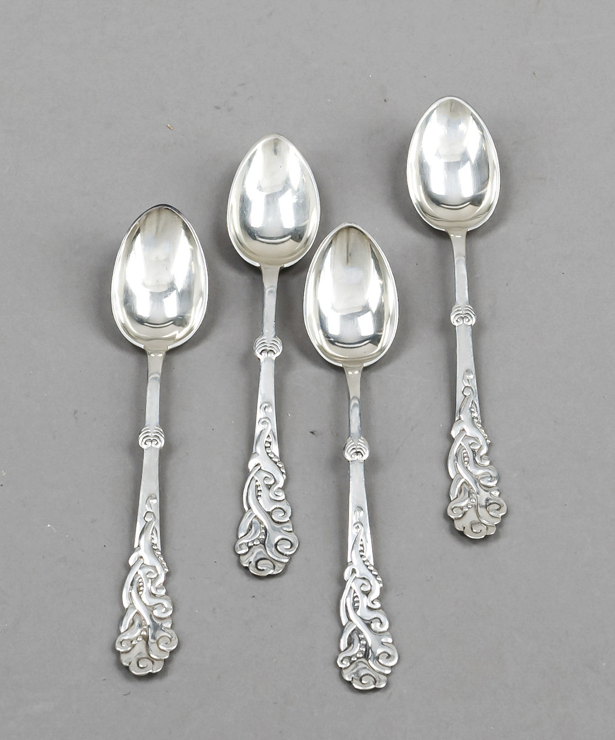Twelve teaspoons, Denmark, 1917, hallmark Christian F. Heise, master's mark CGP, silver 830/000,