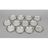 Twelve coasters, Italy, 2nd half of the 20th century, master's mark Rino Greggio, Padua, silver