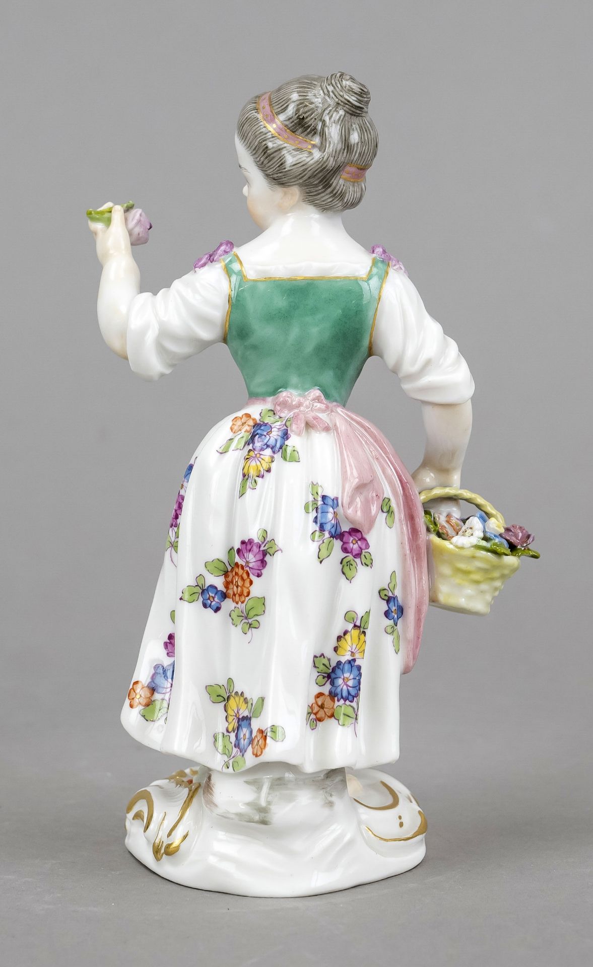 Gardener's Girl with Flower Basket, Meissen, mark after 1934, 1st choice, designed by Johann Joachim - Image 2 of 2