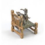 Small bronze in the style of Viennese bronzes, 20th century, two copulating cats on a chair,