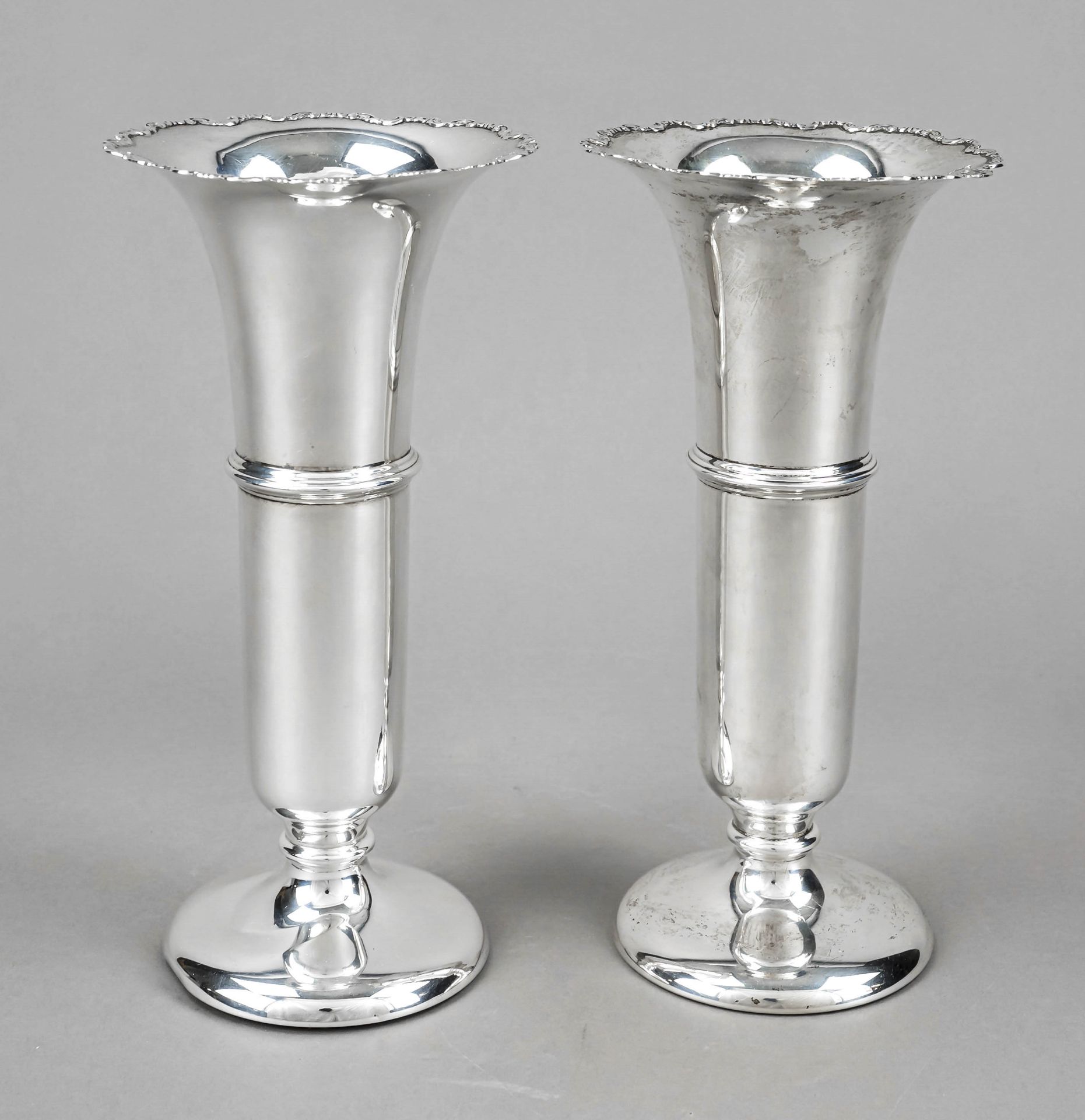 Pair of vases, England, 1929/30, maker's mark William Neale & Son, Ltd, Birmingham, sterling