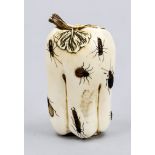 Shibayama Okimono in the shape of a bell pepper?, Japan c. 1900 (Meiji), ivory with mother-of-
