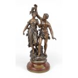 Ernest Rancoulet (1842-1918), large group of figures ''Le Génie Humain'', brown patinated cast metal