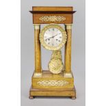 Large walnut burl portal clock, 2nd half 19th century, decorated with darker thread inlays,