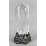 Glass object, Willi Pistor (*1935), 1980, angular clear glass, partly frosted, signed and dated,