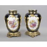 A pair of urn vases, KPM Berlin, mark 1870-1945, 1st choice, red imperial orb mark, bulbous form