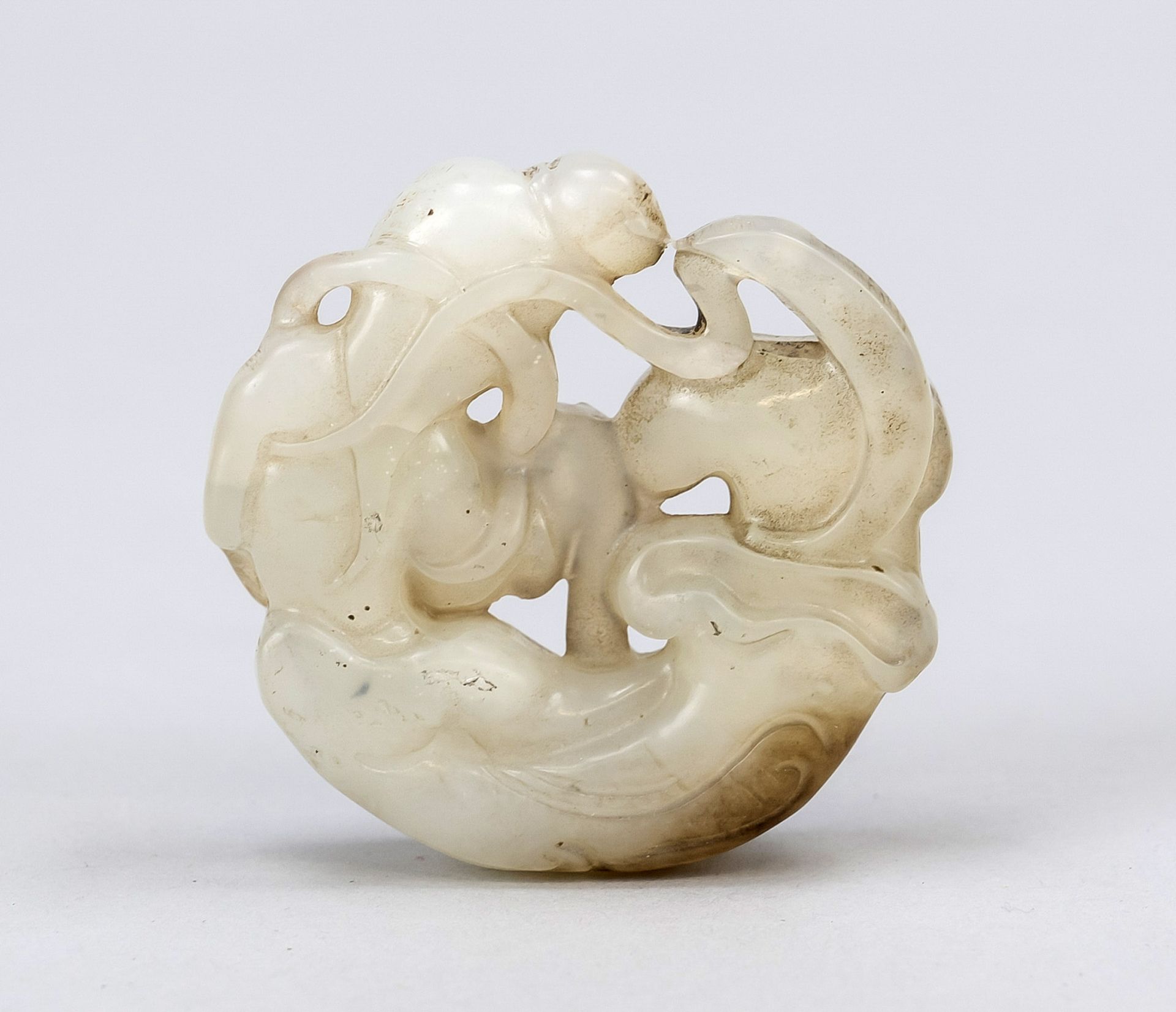 Jade carving, China, 19th/20th century, Jade. Guanyin? openwork, d. 5 cm