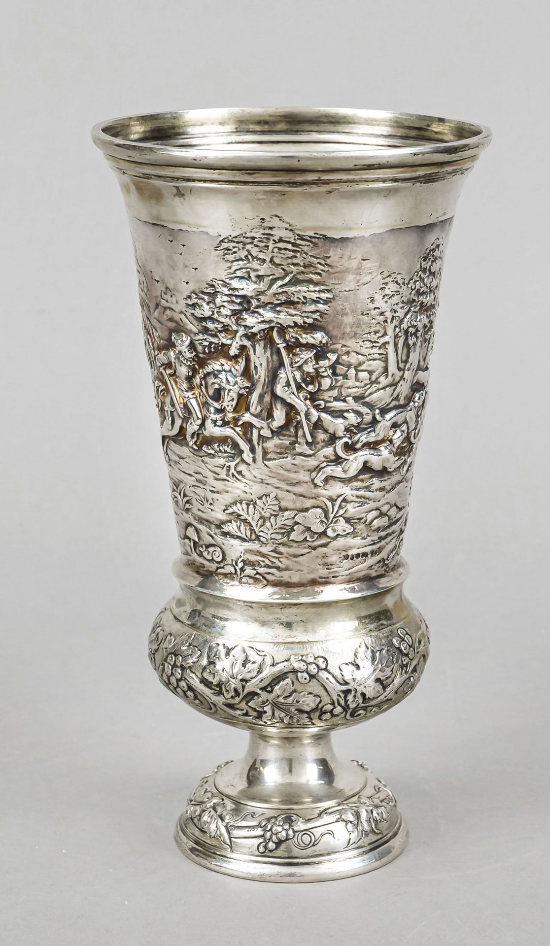 Goblet, German, c. 1900, maker's mark Karl Kurz, Kesselstadt, silver 800/000, round, domed stand, - Image 2 of 2