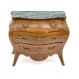 Baroque-style chest of drawers, 20th century, mahogany, cambered body with three drawers, profiled