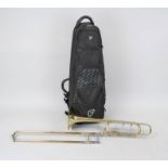 Trombone with bag, USA, 20th century, marked ''Blessing USA'' on the funnel. Mouthpiece by Yamaha (