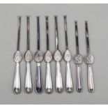 Eight lobster forks, 20th century, predominantly Axel Gabriel Dufva, Stockholm, alpacca, 2