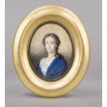 Miniature, 19th century, polychrome tempera painting (executed over a print?) on a bone plate,