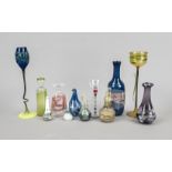 Mixed lot of twelve pieces of artist's glass, 2nd half 20th century, including Karl Schmid, vases,