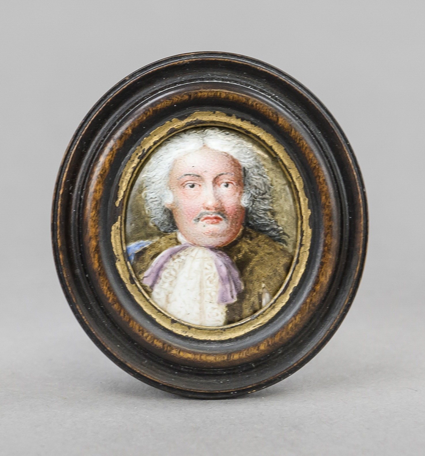 Round miniature, 17th century, polychrome enamel painting, Elector Frederick William of Brandenburg,