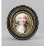 Round miniature, 17th century, polychrome enamel painting, Elector Frederick William of Brandenburg,