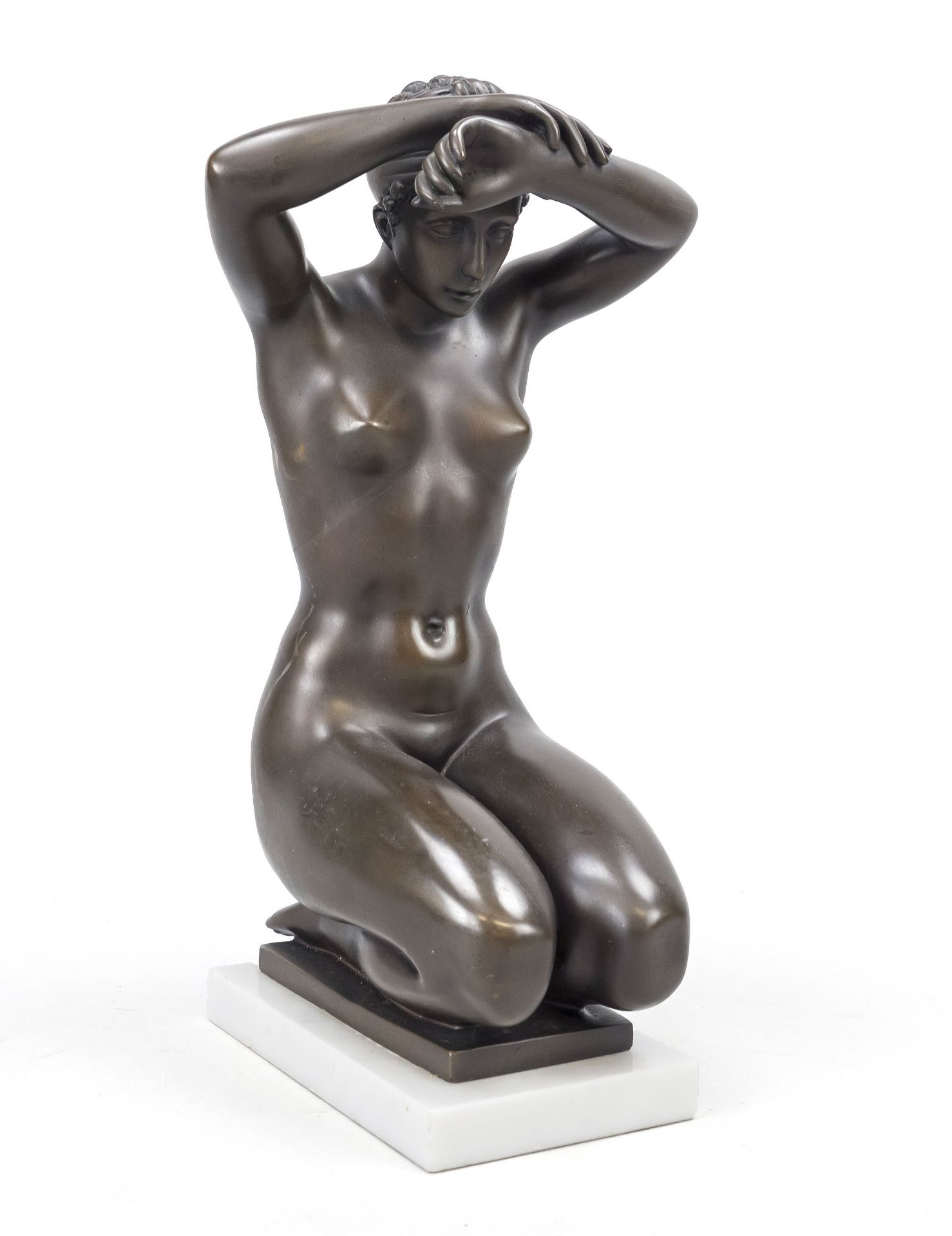 Arno Breker (1900-1991), Sinnende, brown patinated bronze on marble plinth, signed on the side,