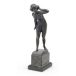 Julius Paul Schmidt-Felling (1835-1920), female nude, black patinated bronze on a two-tone marble