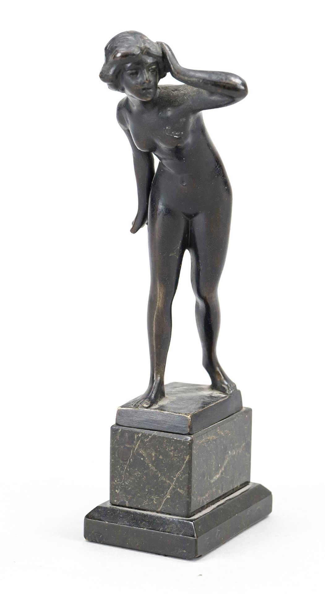 Julius Paul Schmidt-Felling (1835-1920), female nude, black patinated bronze on a two-tone marble