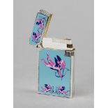 Dupont lighter, France (Paris), 2nd half 20th century Silver-plated metal case, enamel with putti,