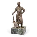 Anonymous sculptor 1st half 20th century, standing blacksmith, patinated bronze on marble base,