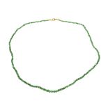 Emerald necklace with lobster clasp GG 585/000 with strand of faceted emerald rondelles 4 - 3 mm