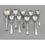 A collection of nine spoons, 19th/20th century, various makers, silver of different finenesses or