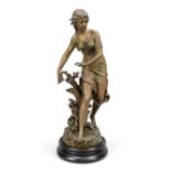 Provin Serres (1840-?), French sculptor, 'Le Muguet des Bois', patinated cast metal on a fluted