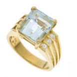 Aquamarin-Brillant-Ring GG 750/