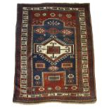 Carpet, Kazak Caucasus, even low pile, restored areas, 210 x 148 cm - The carpet can only be