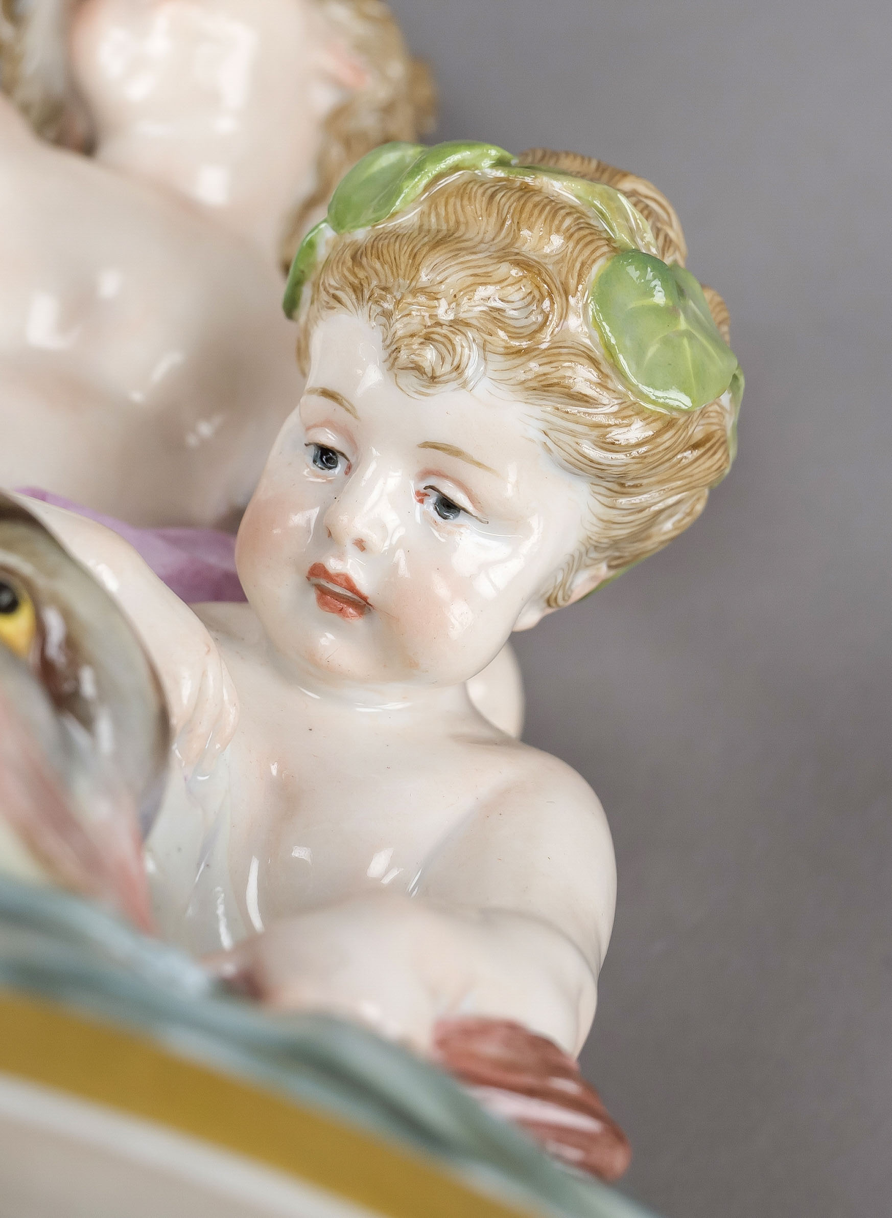 Cupids on a dolphin, Meissen, Knauff Schwerter, mark 1850-1924, 1st choice, designed by Heinich - Image 3 of 3