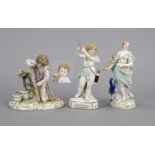 Three figures, Meissen, marks 1850-1924, 1st choice, Allegory of the Air, female figure with
