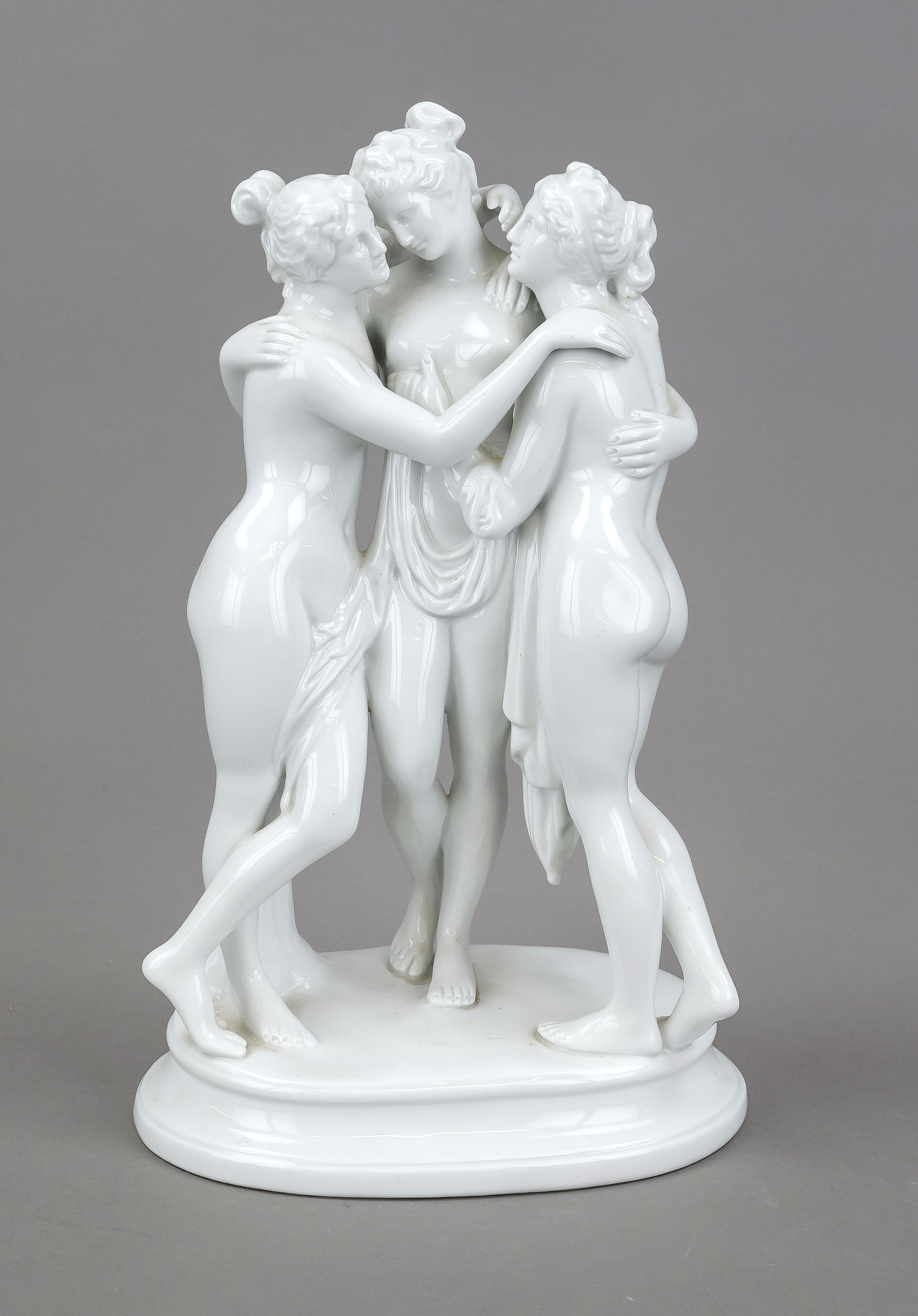 Three Graces, Sitzendorf, Thuringia, 20th century, 2nd choice, model no. 21304, after Antonio