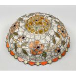Lampshade, probably early 20th century, polychrome lead glazing with flower tendril against a