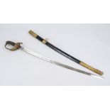 Austrian sabre, circa 1900, model M.1889, nickel-plated blade with etched decoration, brass hilt,