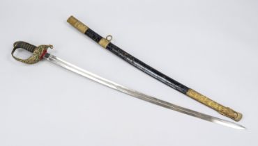 Austrian sabre, circa 1900, model M.1889, nickel-plated blade with etched decoration, brass hilt,