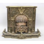 Spirit or gas fireplace?, late 19th century, brass, bronze and iron. Lavishly decorated and