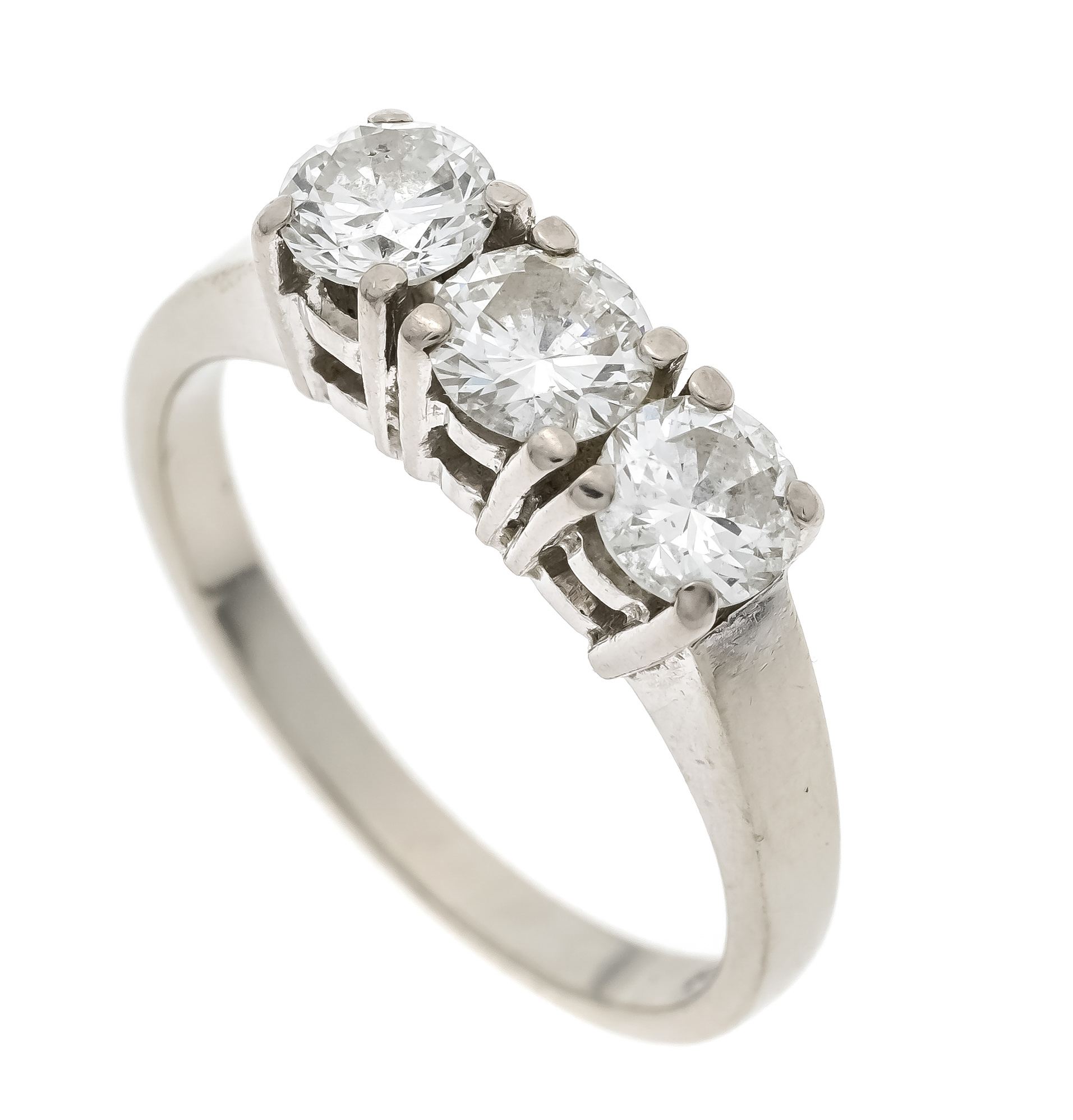 Brilliant rivière ring WG 750/000 with 3 brilliant-cut diamonds, total 1.16 ct Wesselton -