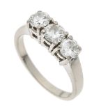 Brilliant rivière ring WG 750/000 with 3 brilliant-cut diamonds, total 1.16 ct Wesselton -