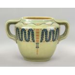 Art Nouveau cachepot, Villeroy & Boch, mark after 1910, earthenware, green glazed and craquelured,