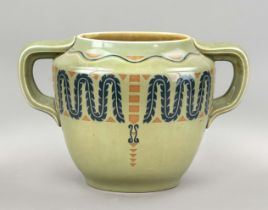 Art Nouveau cachepot, Villeroy & Boch, mark after 1910, earthenware, green glazed and craquelured,