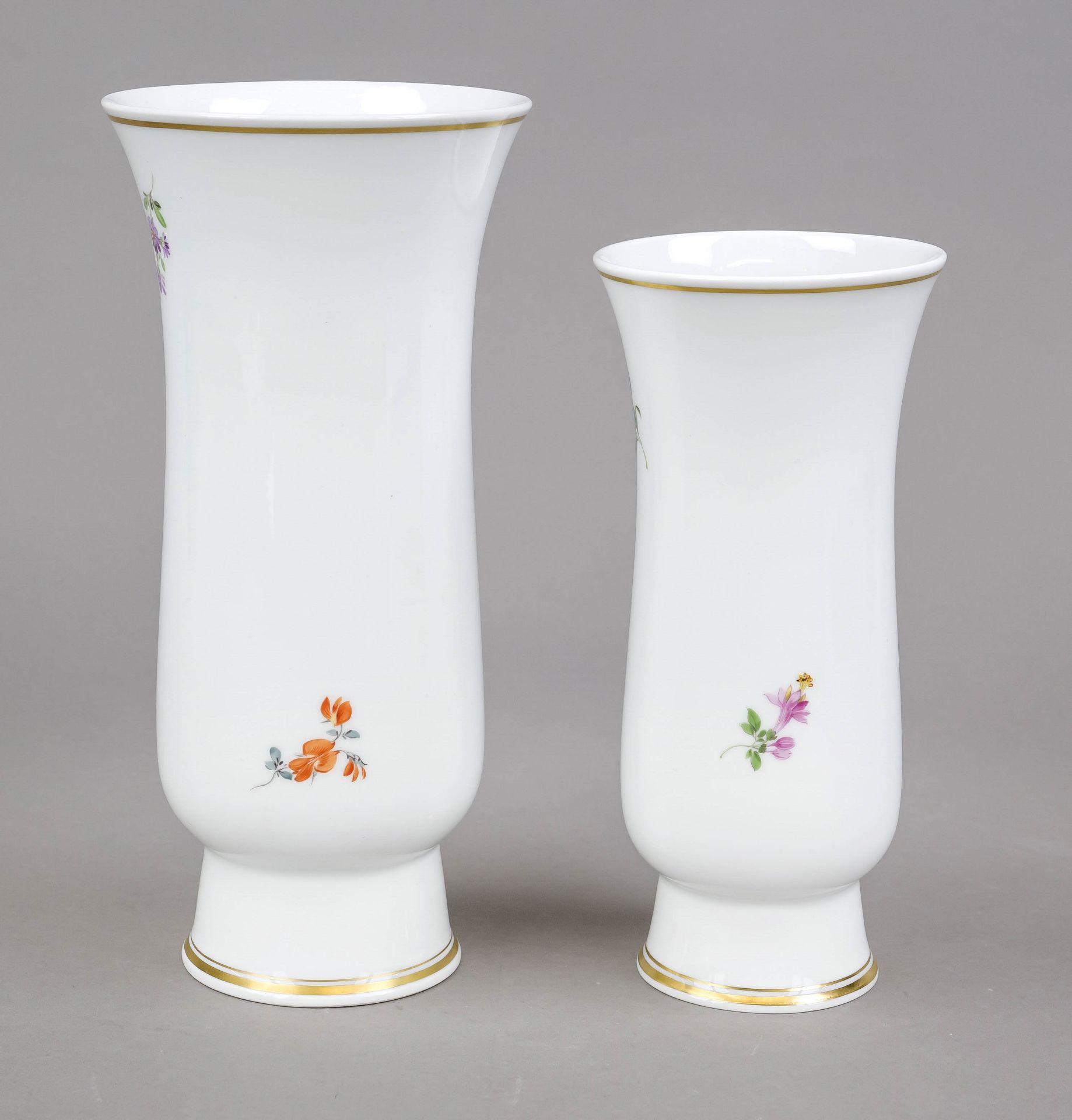Two Art Deco vases, Meissen, after 1950, small vase, 2nd choice, model no. L259, h. 20.5 cm, large - Image 2 of 2