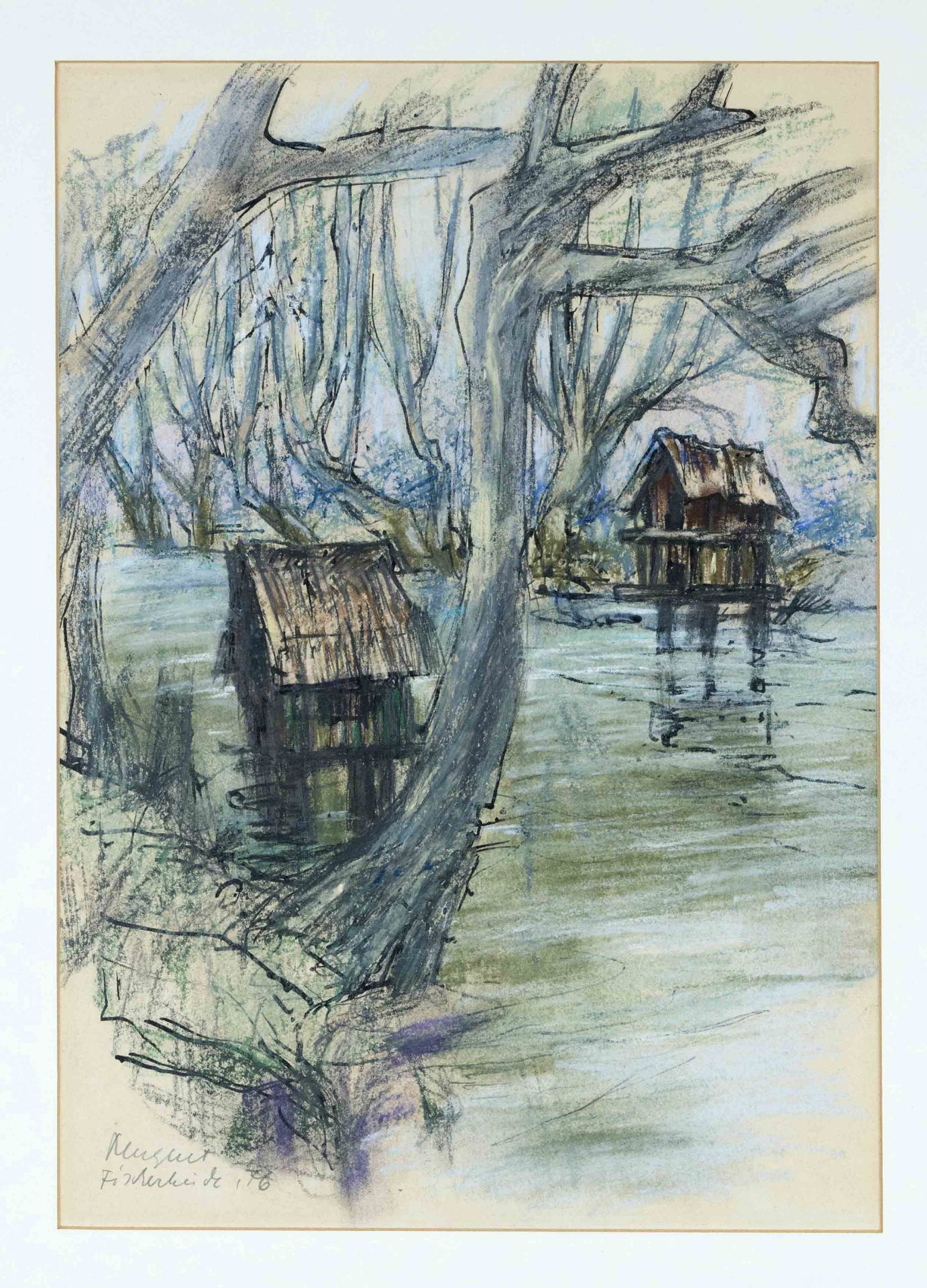 Hans Pluquet (1903-1981), landscape painter active in Bremen, Die Wümme in Fischerhude, 1976,