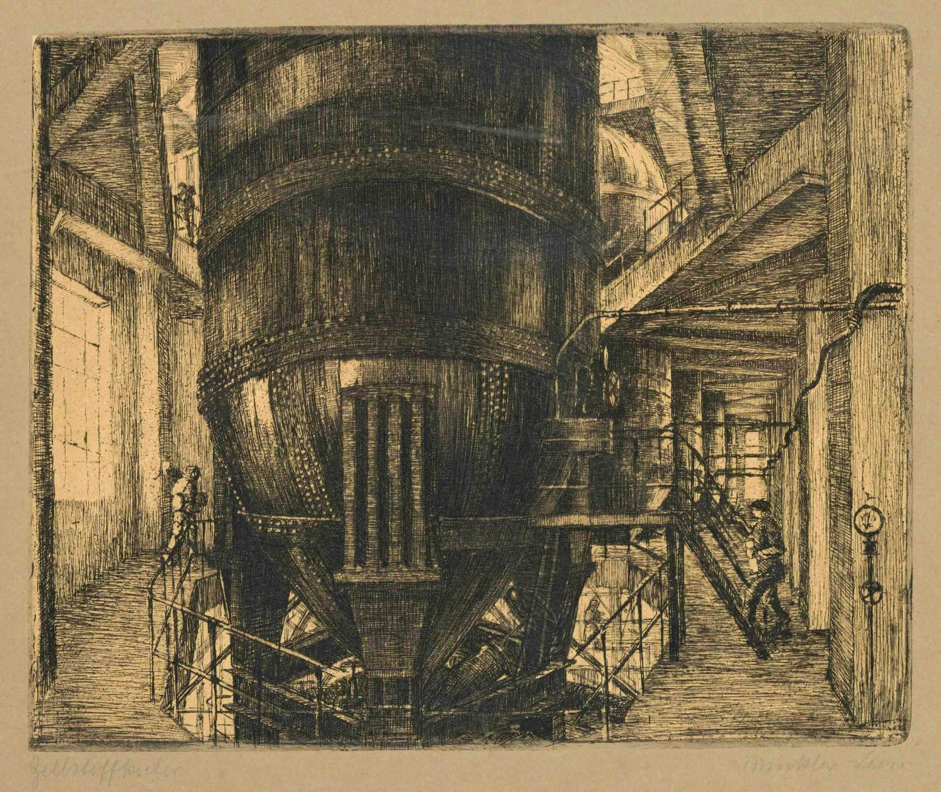 Paul Winkler-Leers (1887-?), bundle of 5 industrial motifs, etchings on wove paper, each signed by - Image 5 of 5