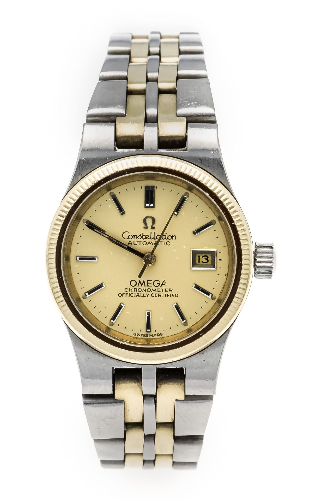 Omega Constellation ladies' watch, steel / gold 750/000, circa 1970, Ref. 568.0019, gold-colored