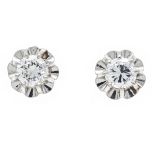 Brilliant stud earrings WG 585/000 with one brilliant-cut diamond each, total 1.12 ct TW/VVS-VS,