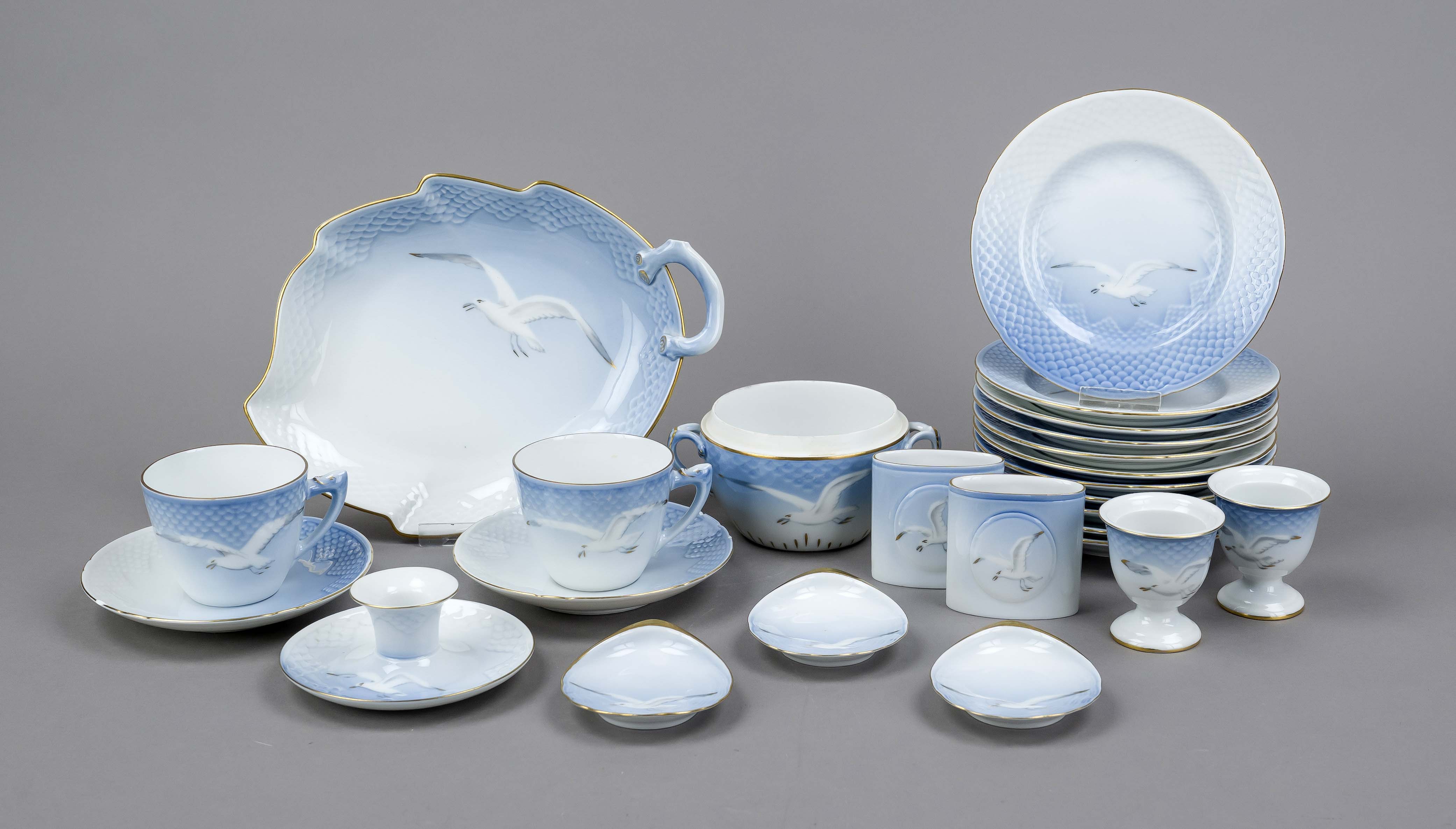 Coffee service for 12 persons, 45-piece, Bing & Grøndahl, Copenhagen. 20th century, 2nd choice,