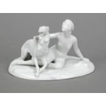 Art Deco figurine 'Nude with Borzoi', Heubach, Lichte, mark 1909-45, with addition ''Modell