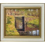 Robert Koepke (1893-1968), Worpswede landscape painter, Bridge in Eickendorf. Oil on panel, signed